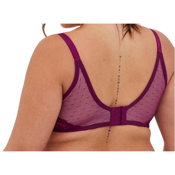 Full-Coverage Balconette Lightly Lined Dot Lace 360° Back Smoothing Bra Size 42B - Picture 2 of 4